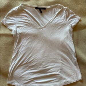 White House Black Market Classic White V-Neck Tee